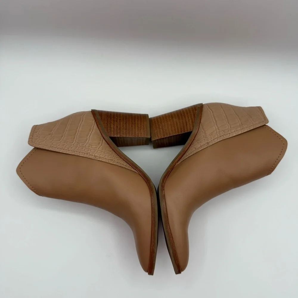 DOLCE VITA Rozane  Snakeskin-Embossed Leather Pointy Toes Slip On Booties SZ 6.5 - Picture 16 of 16